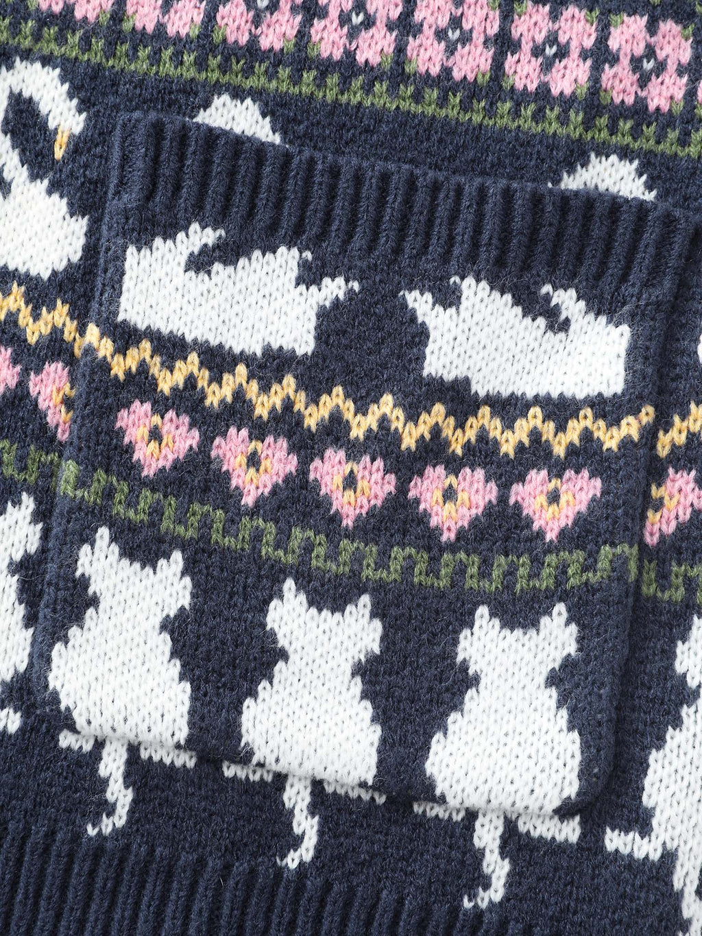 Animal Jacquard Pattern Pockets Knit Cardigan