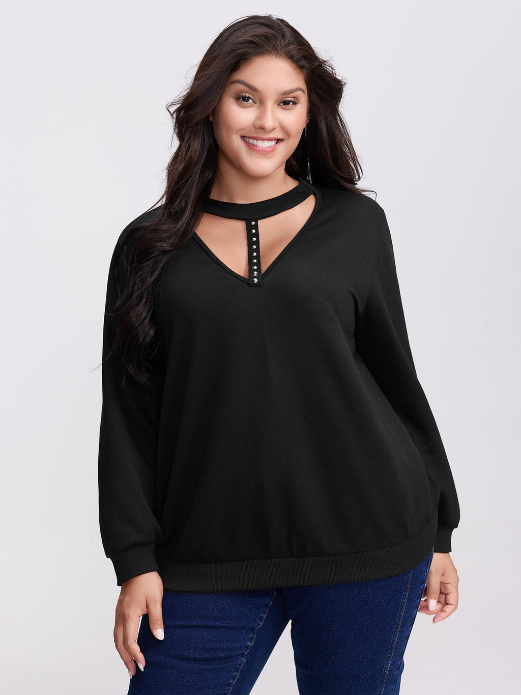 Choker Neck Cut-Out Sweatshirt