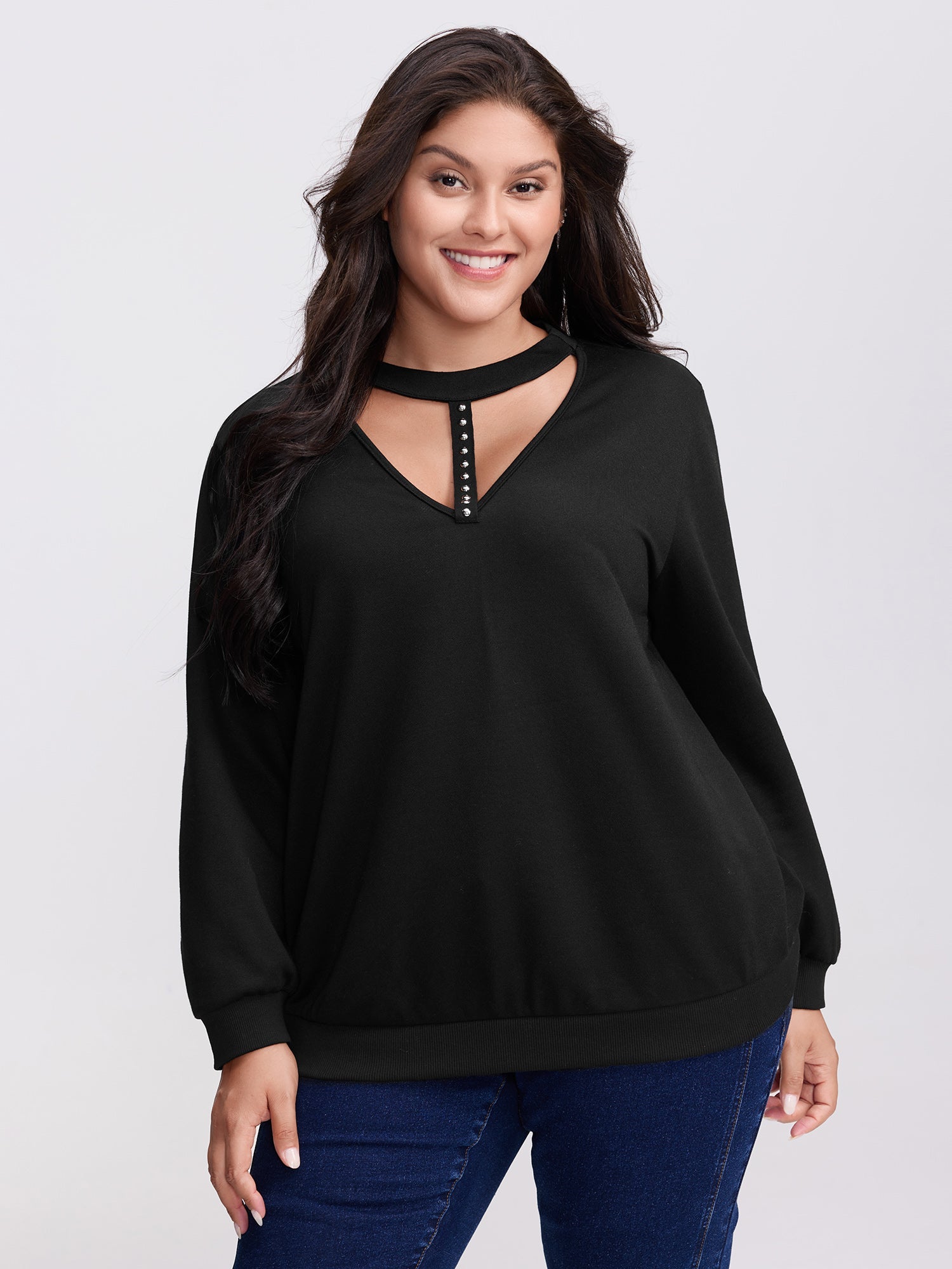Choker Neck Cut-Out Sweatshirt